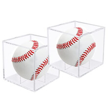 2 Pack Clear Acrylic Baseball Display Case with UV Protection Stand and Removable Lid for Signed Ball