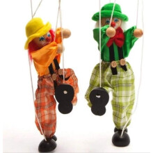 Wooden Marionette Puppet Clown Handcrafted Vintage Decor with Durable Wooden Structure for Home Display