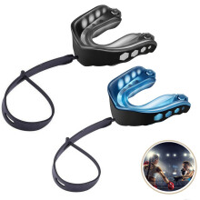 2 Pack Youth Mouth Guard with Strap, Comfortable Fit for Football, Boxing, Basketball, Hockey, MMA (Black Blue)