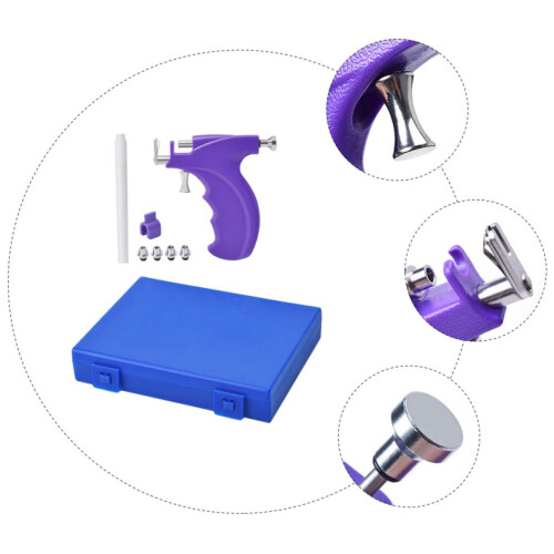 Stainless Steel Ear Piercing Kit with Precise Stud Alignment and OnePress Action, Purple 2