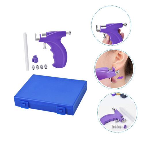 Stainless Steel Ear Piercing Kit with Precise Stud Alignment and OnePress Action, Purple 1
