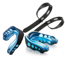 2 Pack Youth Football Mouth Guard with Strap, Boil and Bite Sports Mouthguard for Braces, ShockResistant Protection Blue
