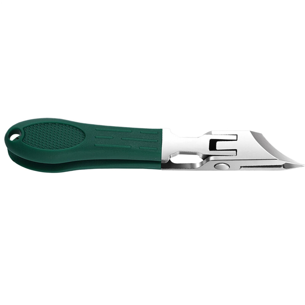Green/Light Nail Clipper With Antisplash Design, Ergonomic Stainless Steel Nail Cutter For Manicure Pedicure
