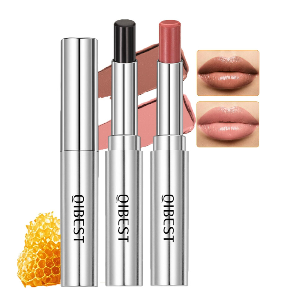 Black/Pink 2Pcs Tinted Lip Balm And Moisturizing Lipstick Set, And Honey, Hydrating 2 In 1 Lip Care