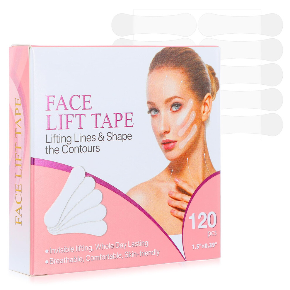 Face Lift Tape Invisible for Sagging Skin, Waterproof Instant Face and Neck Lift, 120Pcs