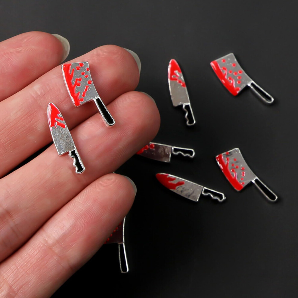 20 Pcs Halloween Nail Charms Bloody Knife 3D Alloy Nail Art Decorations for Women DIY Manicure