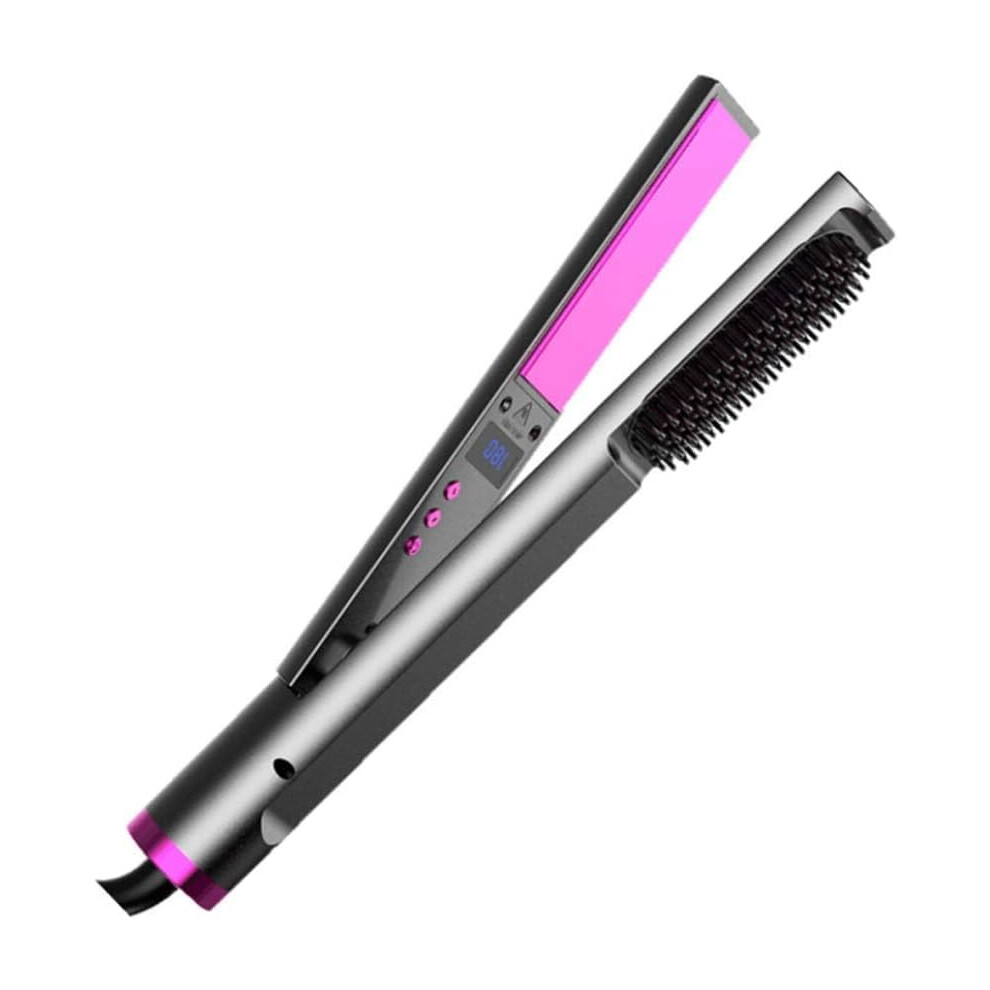 3 in 1 Hair Straightener and Curler with Fast Heating Ceramic Brush and Adjustable Temperature