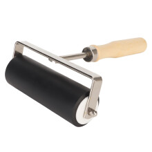 Rubber Brayer for Ink and Paint 3.9in Printmaking Roller with Ergonomic Wooden Handle