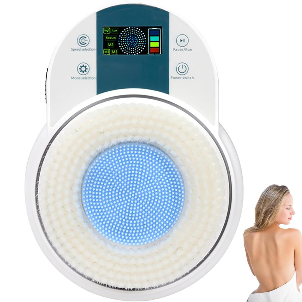 Wall Mounted Electric Back Scrubber 360 Rotation UltraSoft Large Brush 3 Speeds IPX5 Waterproof Rechargeable for Shower
