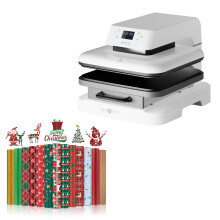 15x15 Auto Heat Press for T Shirts with Fast Even Heating and Christmas HTV Vinyl Bundle