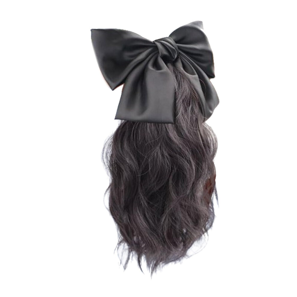 Unisex Curly Ponytail Extension With Bowknot Claw Clip For Women, Synthetic Hair Piece, Instant Volume Boost