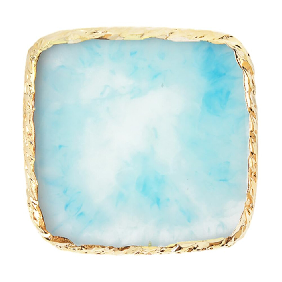 Blue Square Resin Nail Art Palette Agate Style Mixing Board For Manicure And Gel Polish
