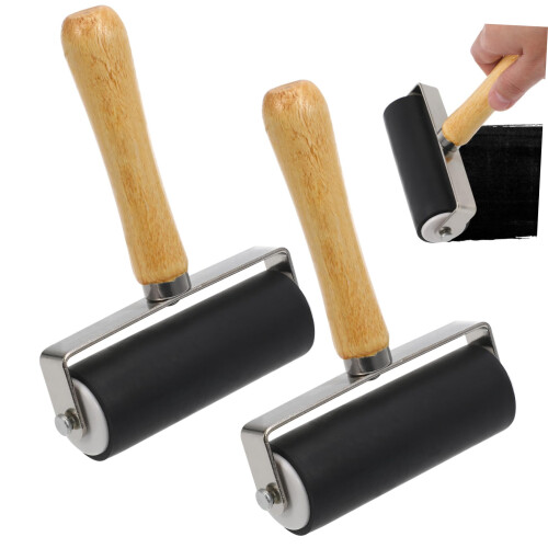 2pcs Printmaking Brayer Set with Durable Rubber Roller, Even Ink Application for Linocut and Craft Projects