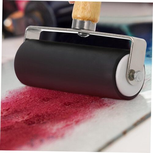 2pcs Printmaking Brayer Set with Durable Rubber Roller, Even Ink Application for Linocut and Craft Projects 2