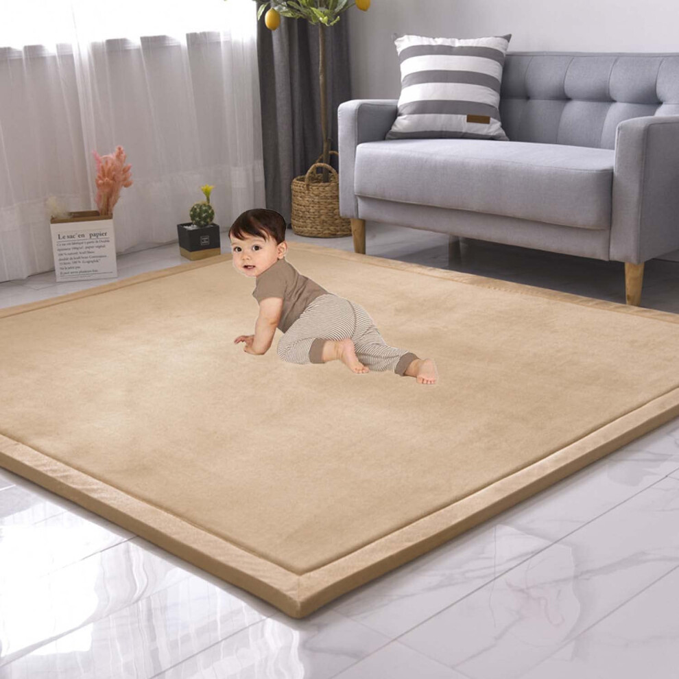 Kids Play Mat Ultra Soft Coral Velvet Nursery Rug NonSlip Baby Crawling Mat for Bedroom Living Room