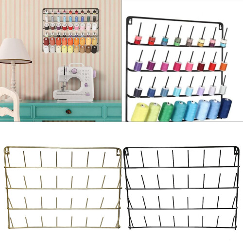 Thread Holder for 32 Spools, Iron Sewing Thread Organizer with Hanging Hook, Wall Mounted SpaceSaving Design 1