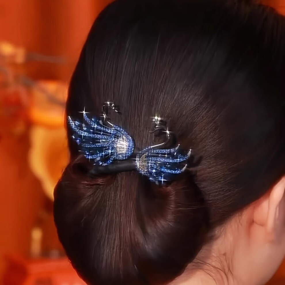 Unisex Elegant Swan Hair Bun Maker With Rhinestones, Fast Styling Tool For Secure Allday Hold