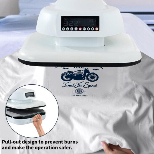 Automatic Heat Press for TShirts 38x38cm, Precise Temperature Control, Fast Even Heating 1