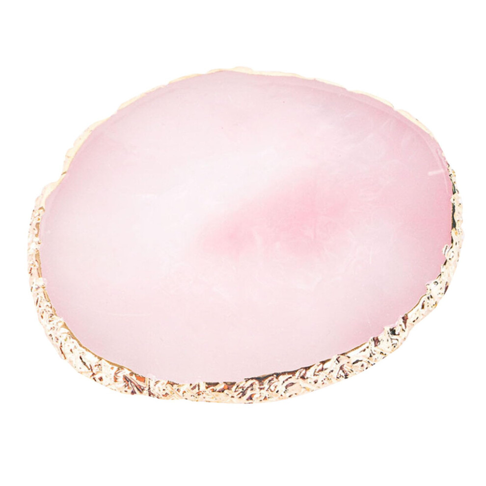 Resin Nail Art Palette with Gold Edge Luxury Finish, Agate Texture Board for Gel Color Mixing Pink