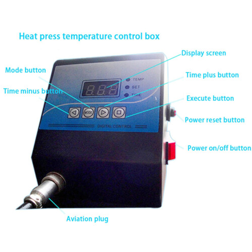 Heat Press Control Box Dual Display Temperature Time Controller 110V 220V for Hat Plate Press 2