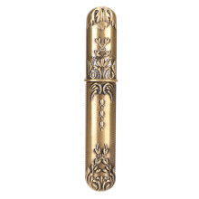 Vintage Bronze Needle Case Organizer with Engraved Zinc Alloy for Sewing Needle Storage Tube