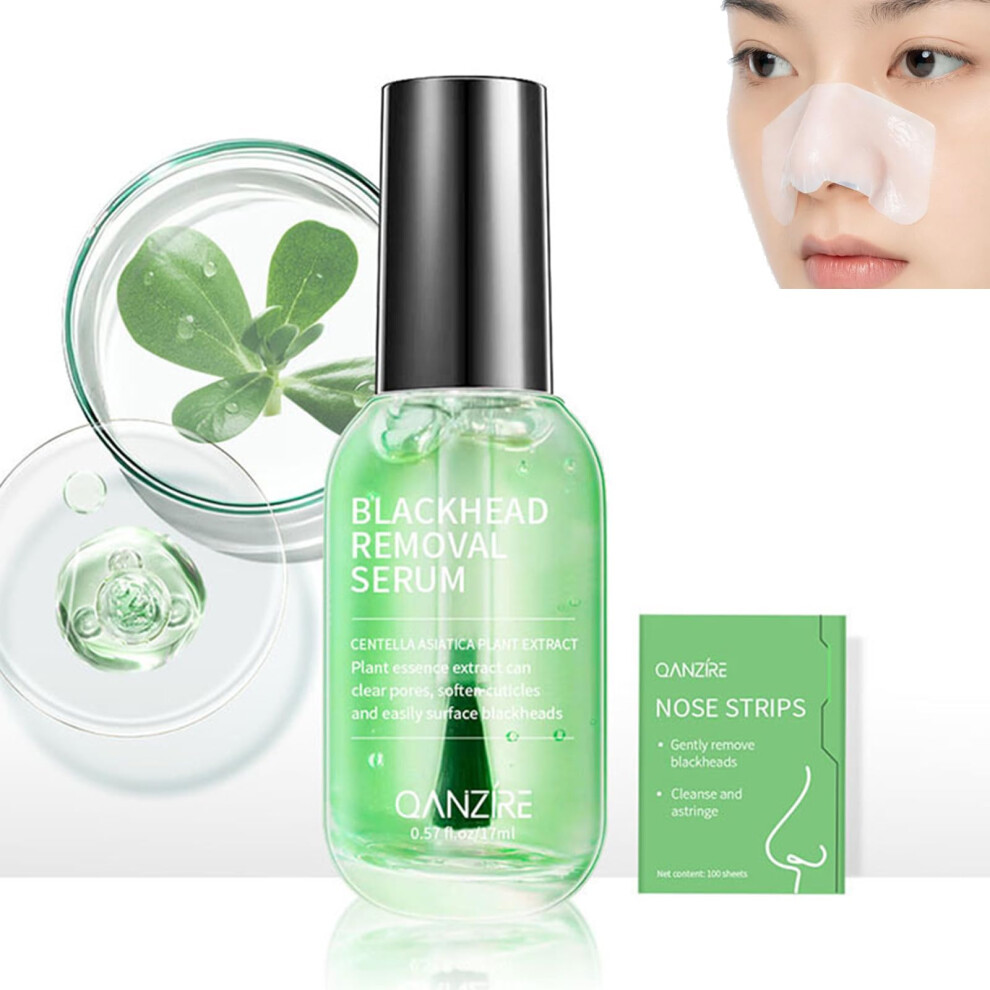 Blackhead Removal Kit with Serum and Deep Pore Cleansing Nose Strips for Oily and AcneProne Skin