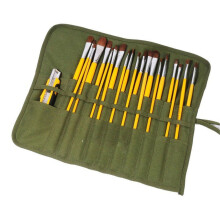 Canvas Paint Brush Holder Roll Up Organizer, 22 Slot Durable Canvas Artist Brush Case, Army Green