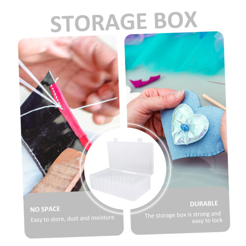 Thread Organizer Box Set of 2, 42 Spool Plastic Embroidery Thread Storage Case for Sewing 1