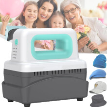 Hat Heat Press with Curved Ceramic Plate, 4 Heat Levels, Handheld for Caps, TShirts, Crafts