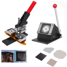 Button Maker Machine 50x50mm Badge Maker Kit with Cutter, DIY Square Photo Magnet Press for Fast Accurate Production