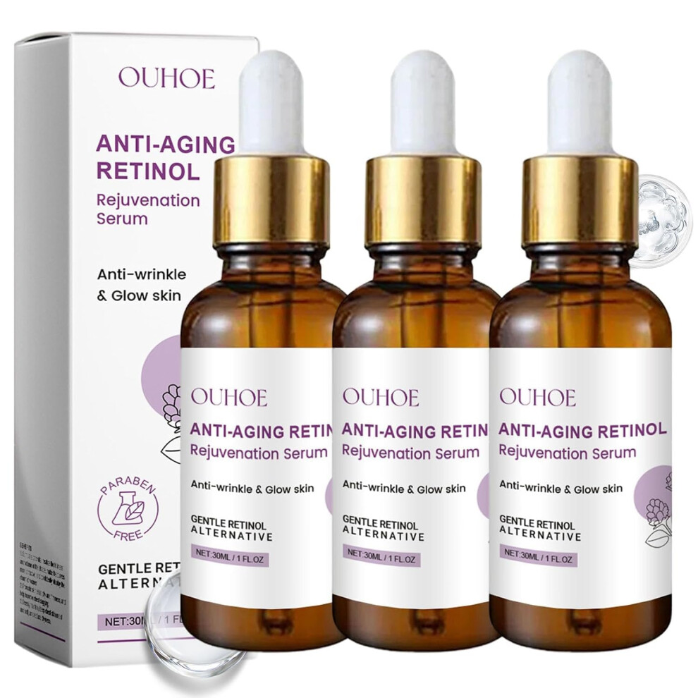 Collagen Retinol Anti Aging Serum with Bakuchiol for Wrinkle Reduction and Skin Firming 3pcs