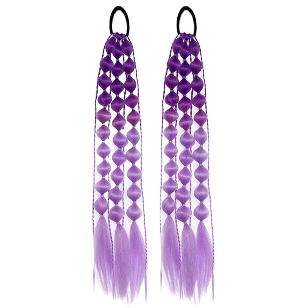 Ponytail Extension Bubble Braid Hairpiece with Hair Tie Dark Purple Synthetic Long Lantern