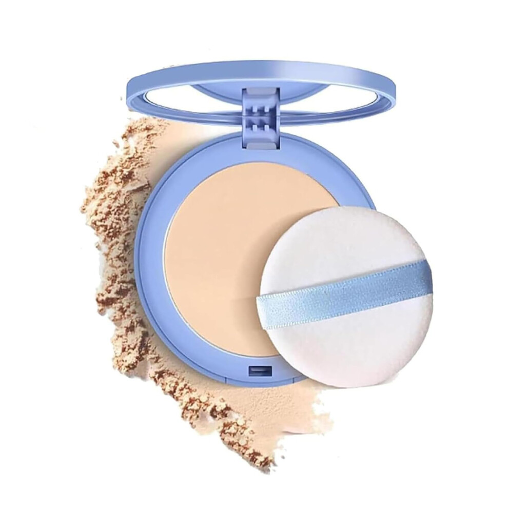 Matte Pressed Powder Oil Control Long Wear Waterproof Smooth Finish Lightweight Compact (01#)
