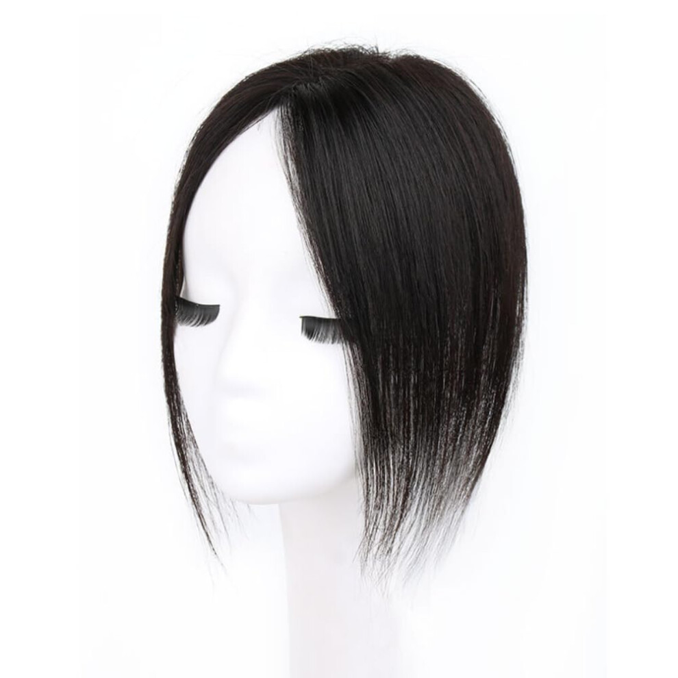 Unisex Brown Human Hair Topper With Bangs For Women, Mocha Hairpiece For Thinning Hair And Volume Boost