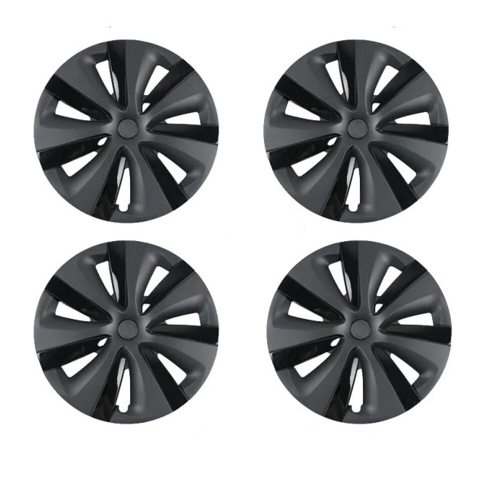 Hubcaps 18 Inch Wheel Covers Set Of 4 Scratch Protection Fits 20232024 For Tesla Model 3 Grey/Black 9099447218186