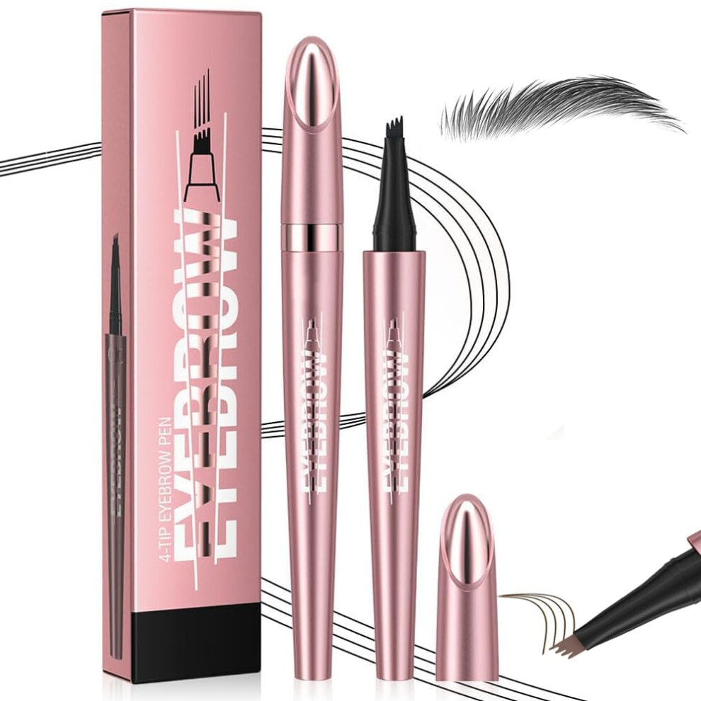 Gray Microblading Eyebrow Pen Waterproof 4Prong Tip Long Lasting Natural Hairlike Brow Pencil