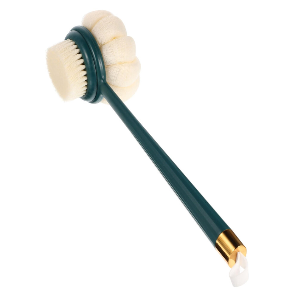 Long Handle DualSided Back Scrubber Bath Brush with Soft Bristles and Loofah for Gentle Exfoliation