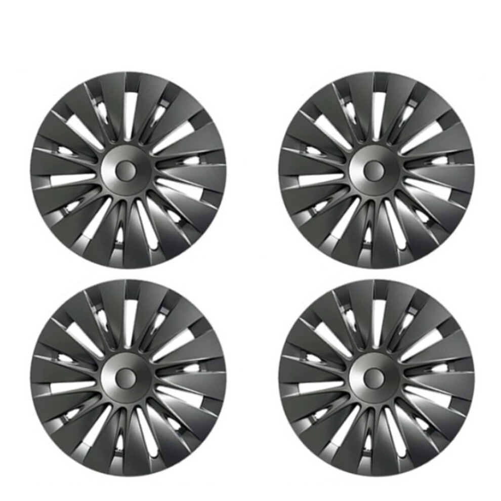 19 Inch Gun Hubcaps Set, Scratchresistant Wheel Covers With Secure Snap Fit For Tesla Model Y Grey 9099447218414