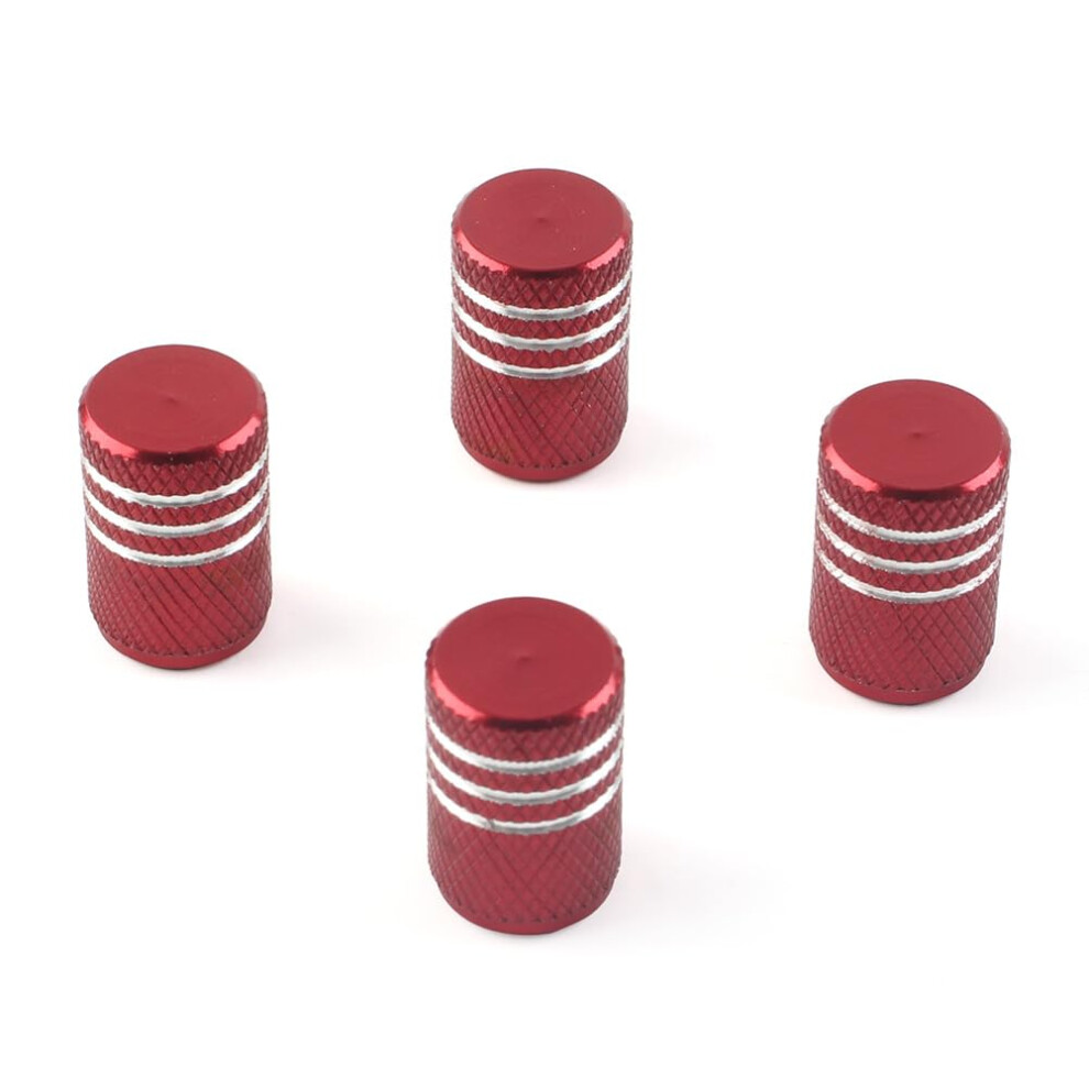 4Pcs Cnc Machined Aluminum Tire Valve Stem Caps Set, Leak Prevention Seal, Corrosion Resistant Red 9044945120158