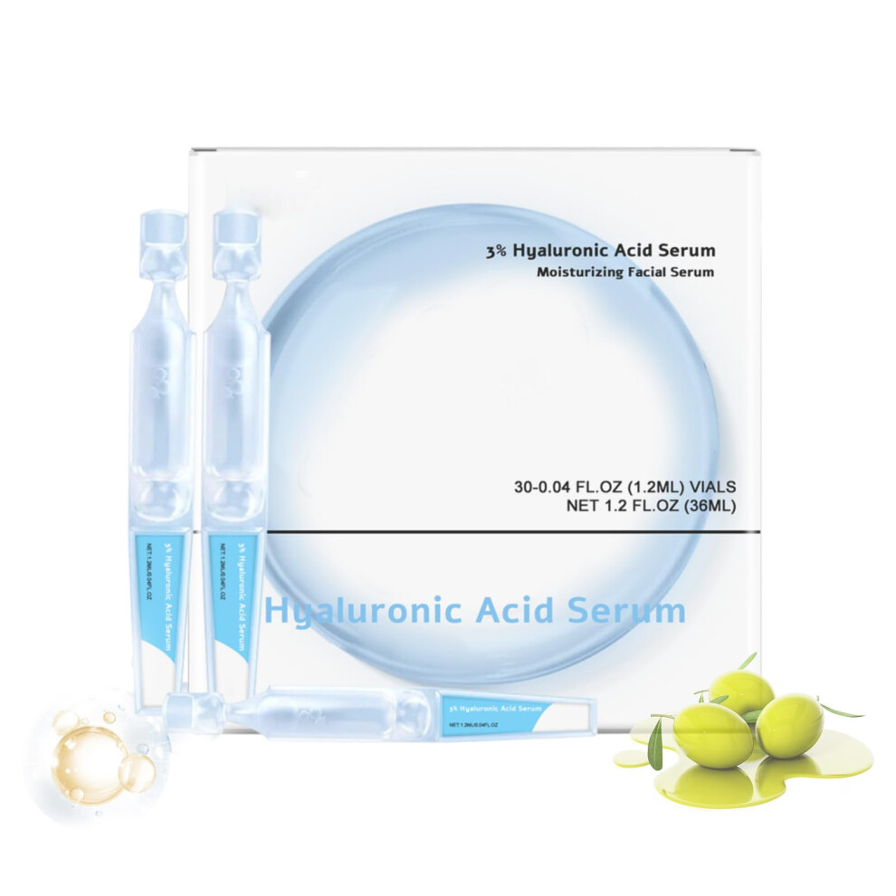 3% Hyaluronic Acid Serum with Deep Hydration Boost, Glass Ampoule Ultra Hydrating Face Vial (1pc)