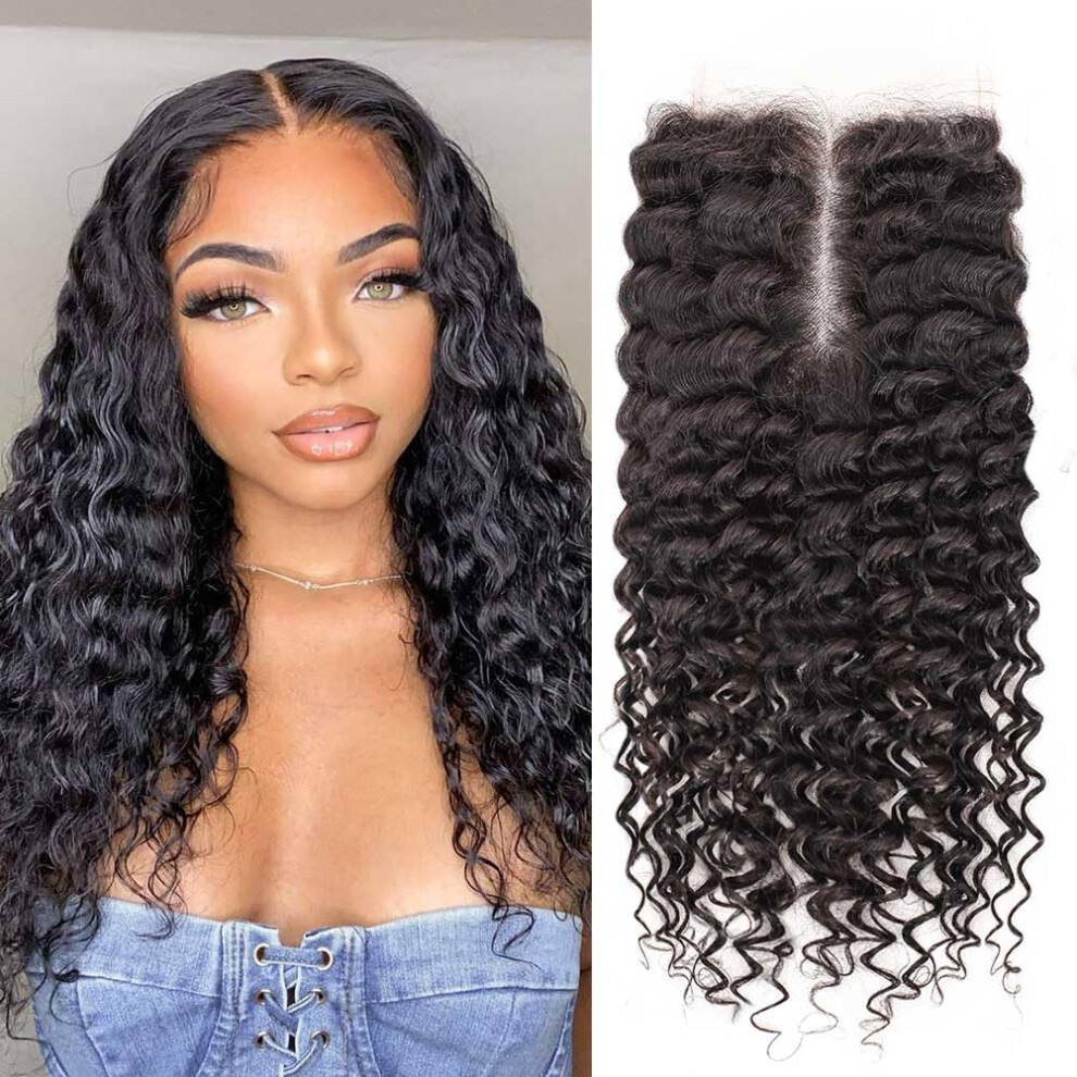 Unisex Brazilian Deep Wave Lace Closure 5X5 Hd Virgin Human Hair Pre Plucked Natural Hairline 12A
