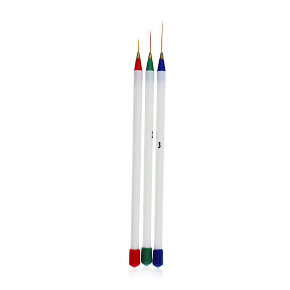 White 3Pcs Nail Art Pen Set With Precise Fine Tip For Professional Nail Line Drawing