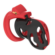 Black Red Breathable Silicone Male Chastity Cage with Ergonomic Comfort Fit and Waterproof Lock