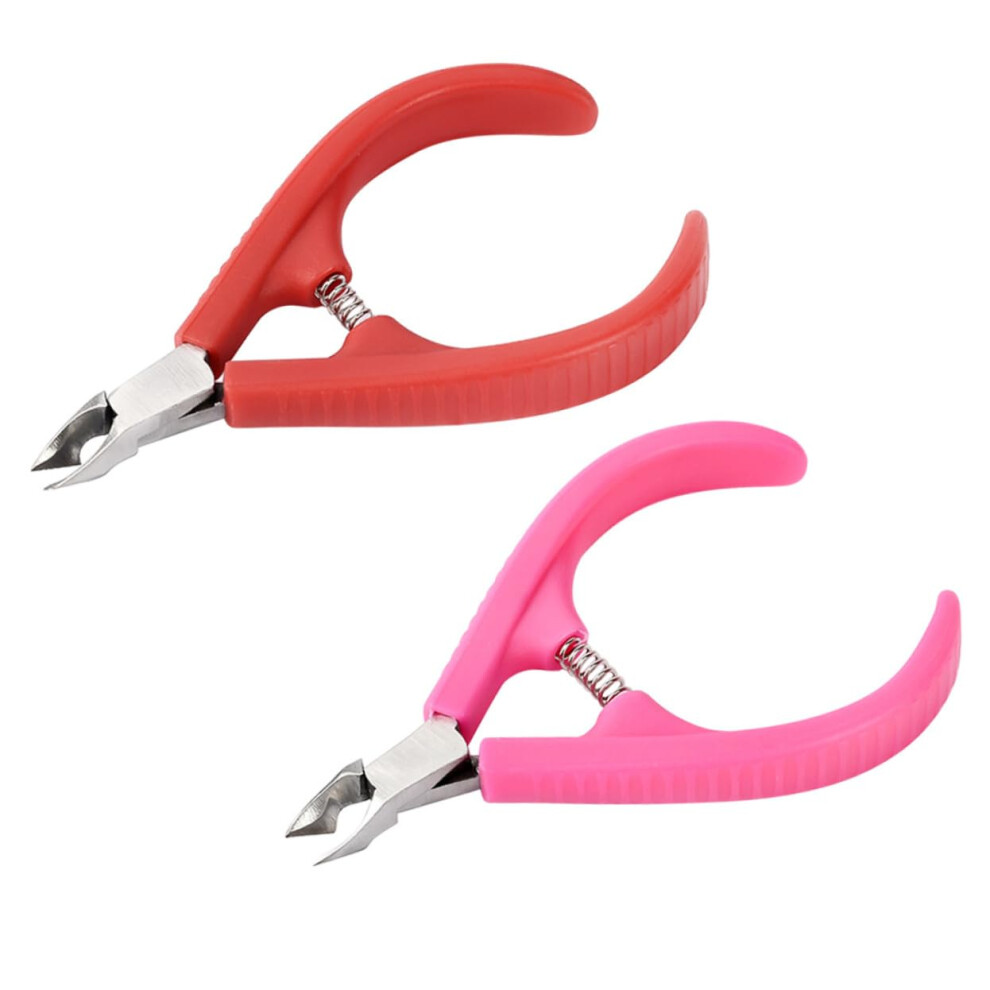 Pink 2Pcs Professional Cuticle Nipper Set With Precision Blades And Nonslip Grip For Salon Or Home Use