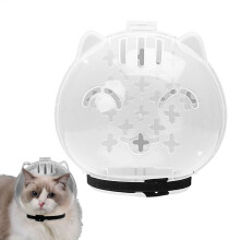 Cat Muzzle Breathable Adjustable Mouth Guard with 360 Transparent View for Biting Prevention