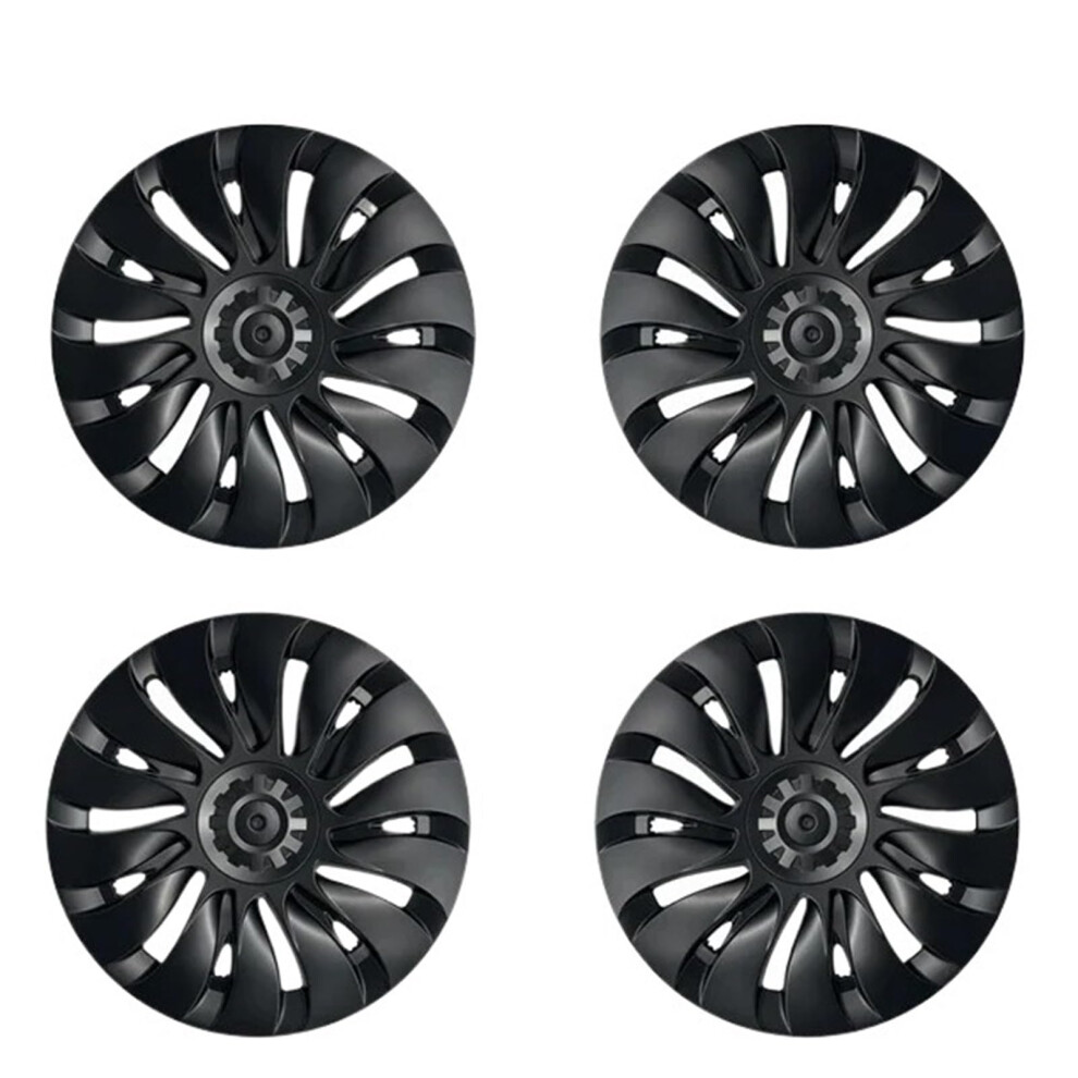 19 Inch Matte Gemini Hub Caps, Abs Wheel Covers For Tesla Model Y 20182024 With Kit Black 9099447220264