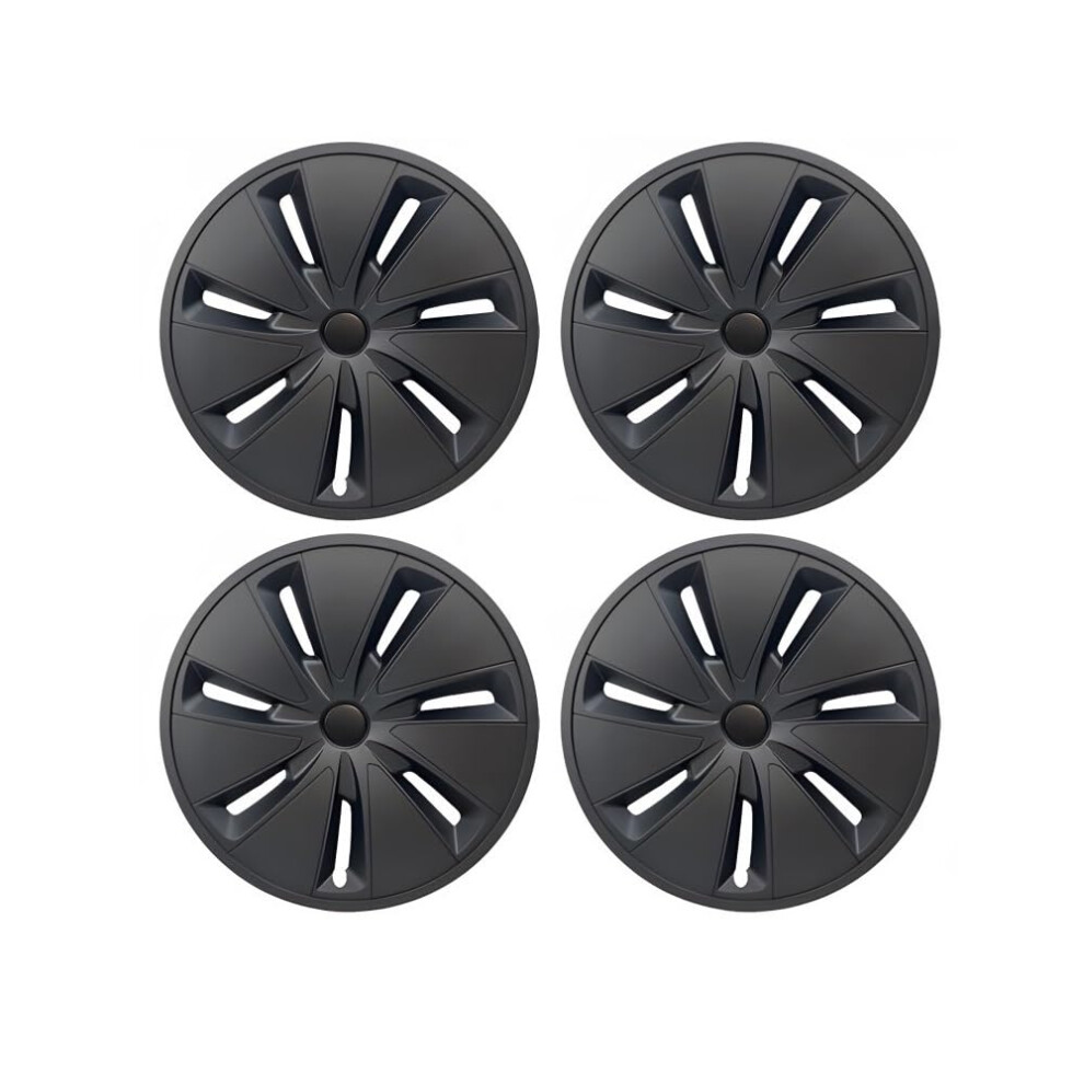 18 Inch Matte Hubcaps Set Of 4, Sleek Wheel Covers For Tesla Model 3 Highland 2024 Black 9044945121063