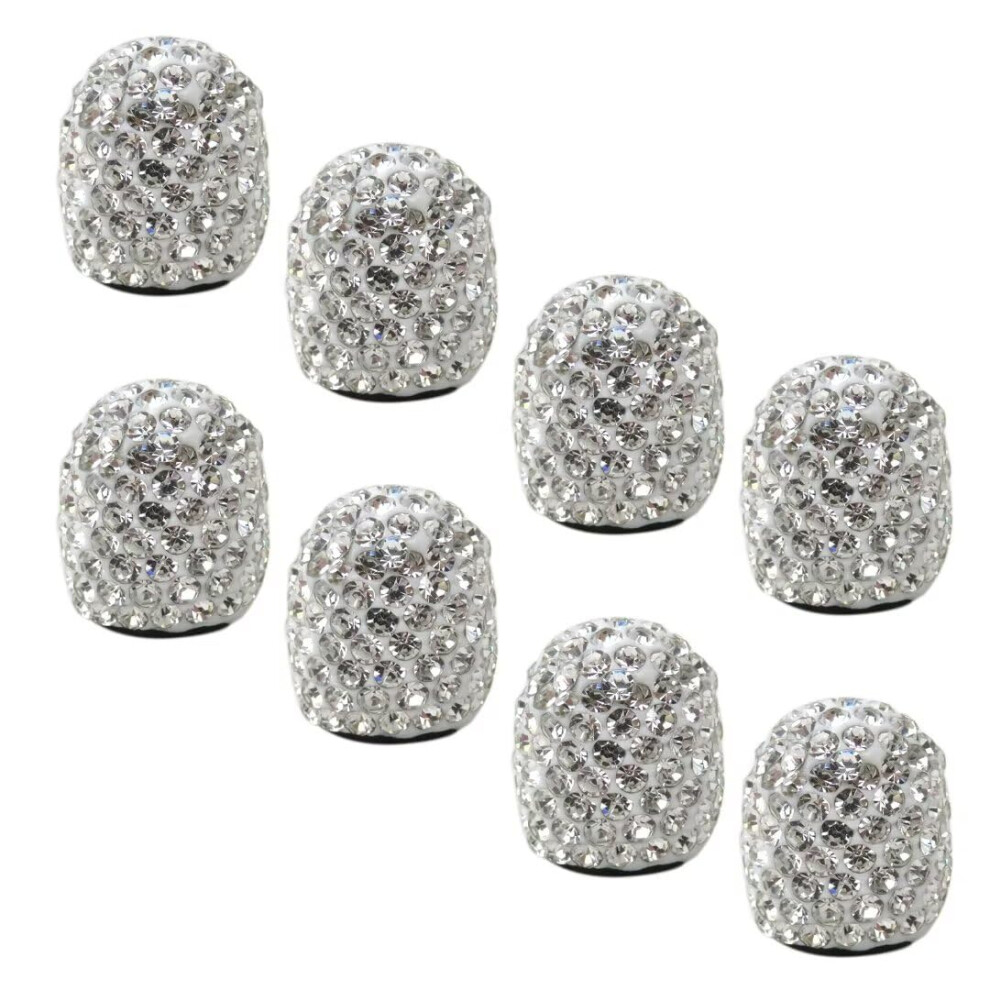 Car Tire Valve Caps With Bling Crystal Rhinestones, Leakproof Dustproof Set For Cars And Motorcycles 8 Pack White 9044945121285
