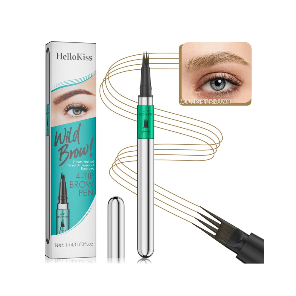Brown Waterproof 4Tip Eyebrow Pencil Light Smudge Proof Microblading Eyebrow Pen For Natural Finish
