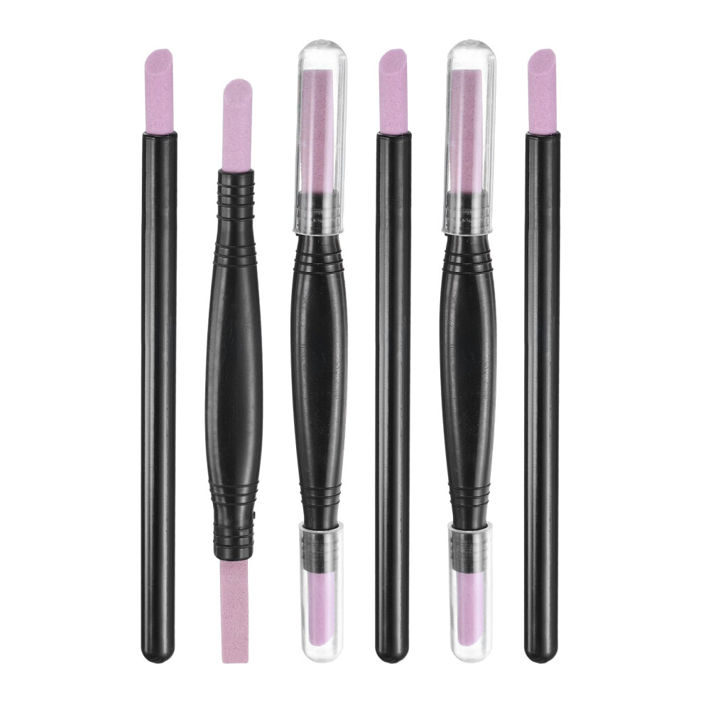 Pumice Stone Nail File Set 6pcs, DoubleHead Buffing Stick Cuticle Remover and Nail Polisher for Salon Manicure